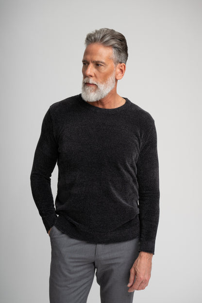 BAYVIEW - Black Chenille Crewneck Sweater