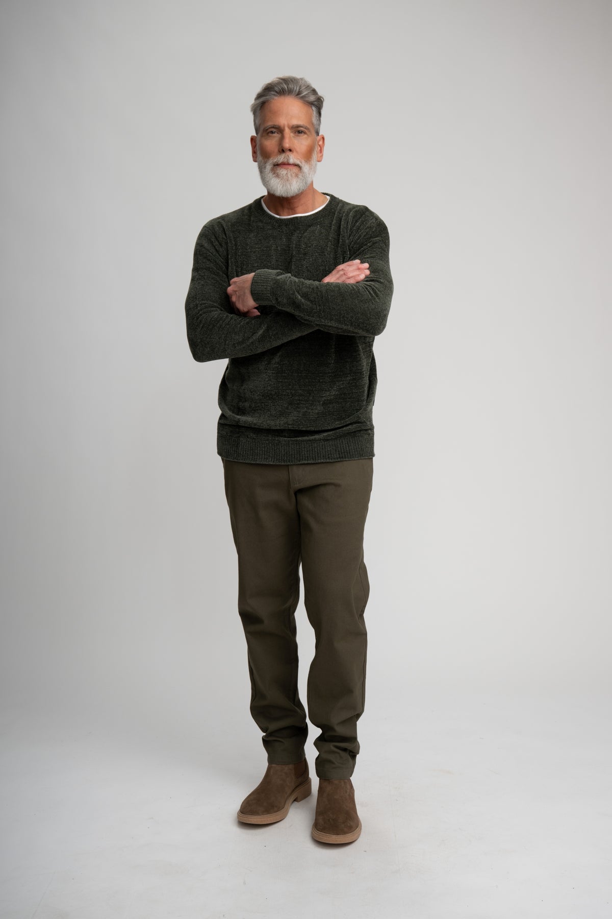 BAYVIEW- Dark Green Chenille Crewneck Sweater