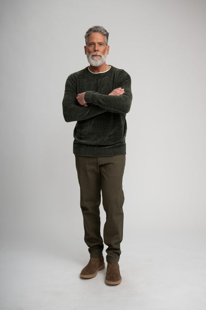 BAYVIEW- Dark Green Chenille Crewneck Sweater