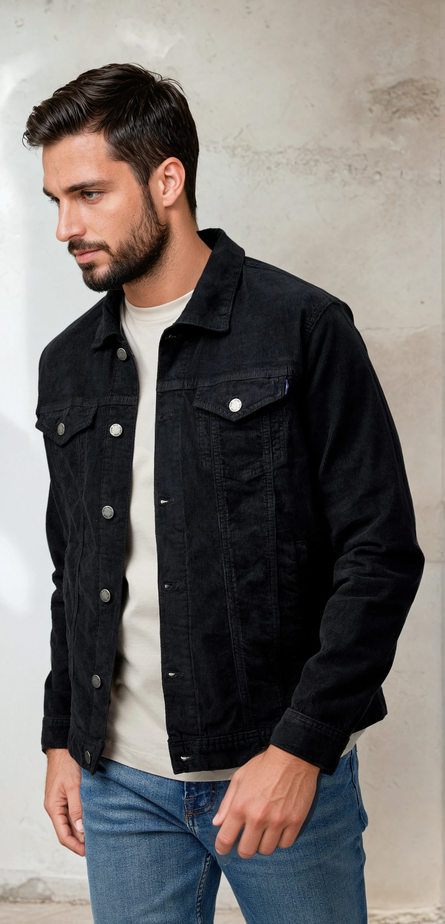 VALLEY - Black Solid Antique Washed Jacket