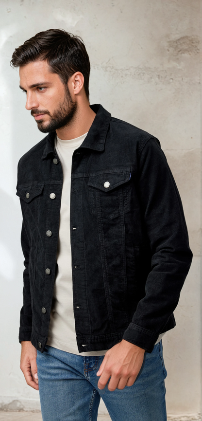 VALLEY - Black Solid Antique Washed Jacket