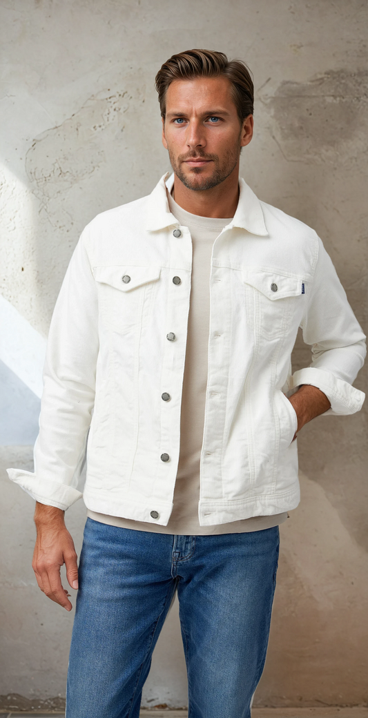 VALLEY - Cream Solid Antique Washed Jacket