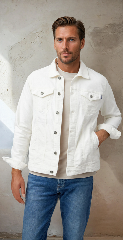 VALLEY - Cream Solid Antique Washed Jacket