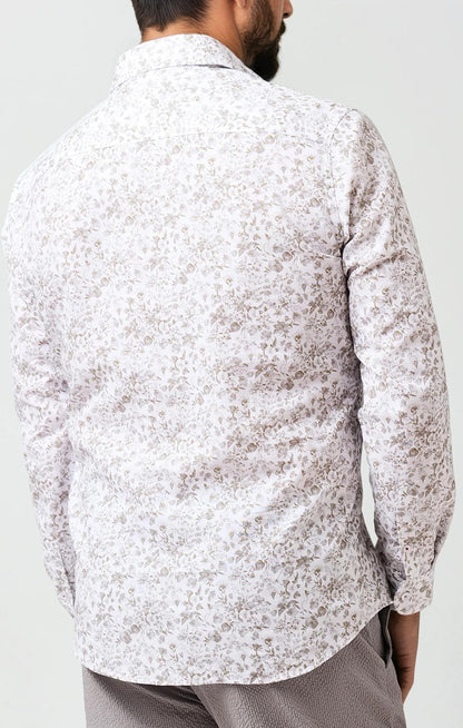 BUONASERA - Beige Clubhouse Floral Linen Shirt