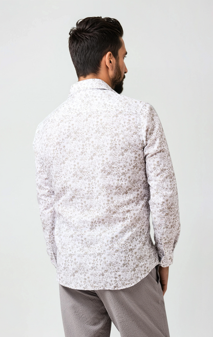 BUONASERA - Beige Clubhouse Floral Linen Shirt