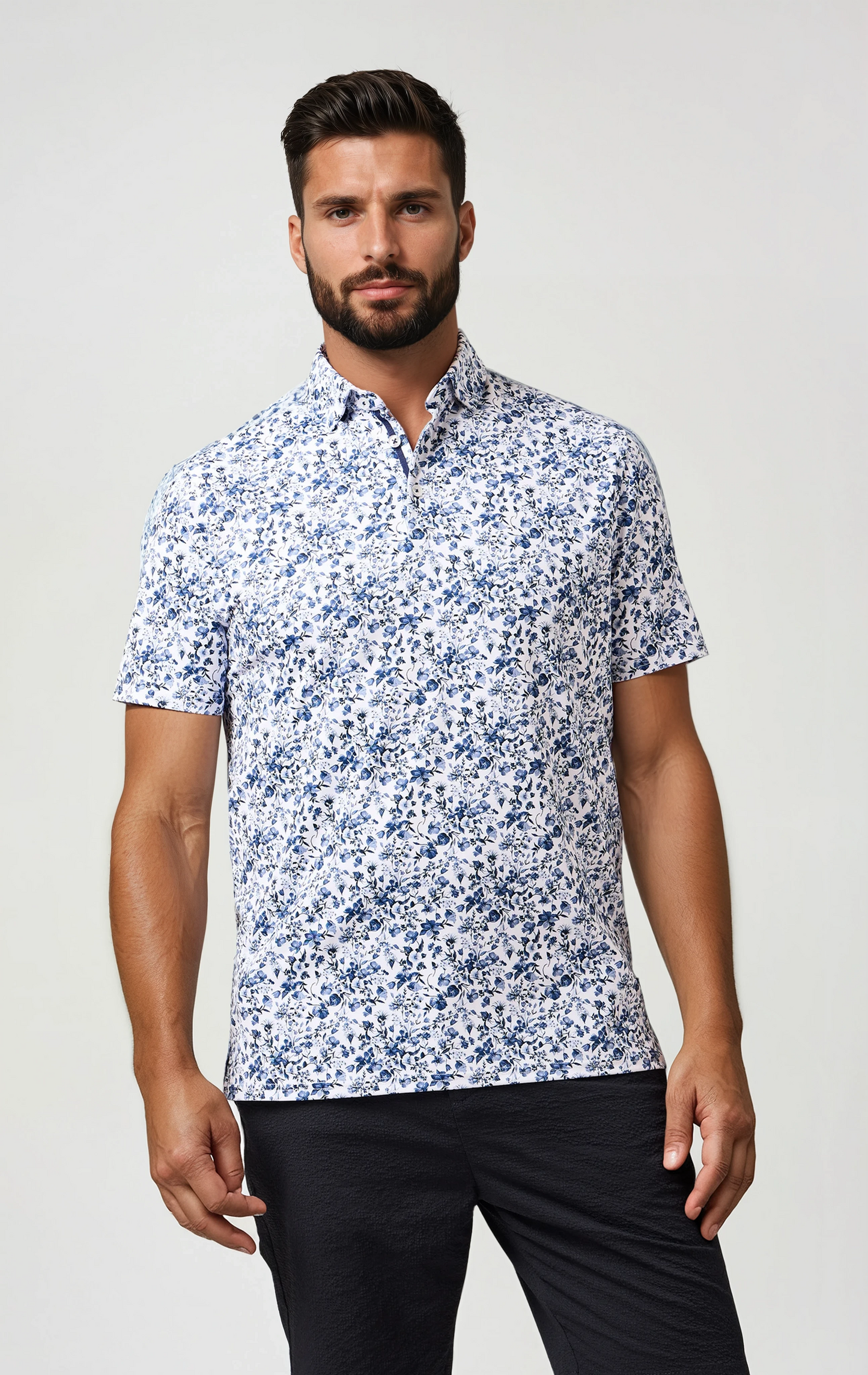 APEX - Blue Clubhouse Floral Print Polo