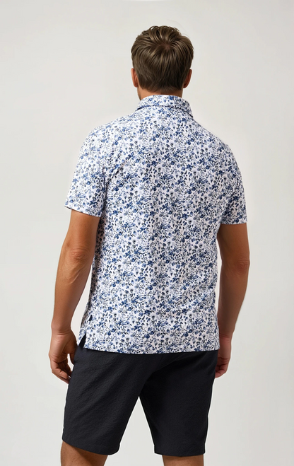 APEX - Blue Clubhouse Floral Print Polo