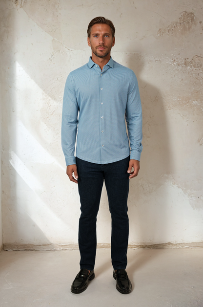 APEX - Dark Navy Clasp Geometric Shirt