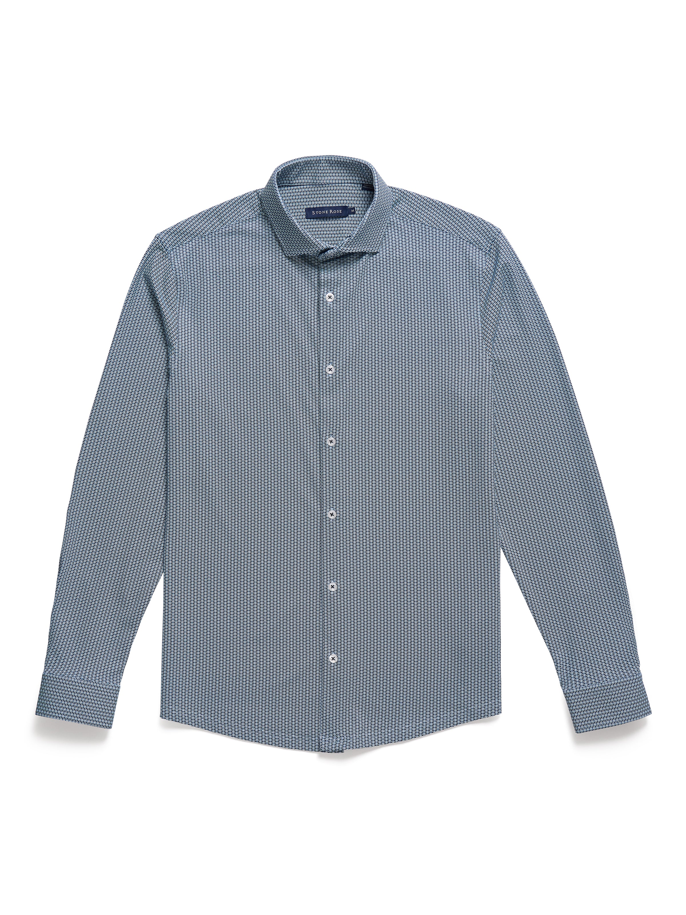 Apex Dark Navy Clasp Geometric Shirt – Men's Performance Stretch