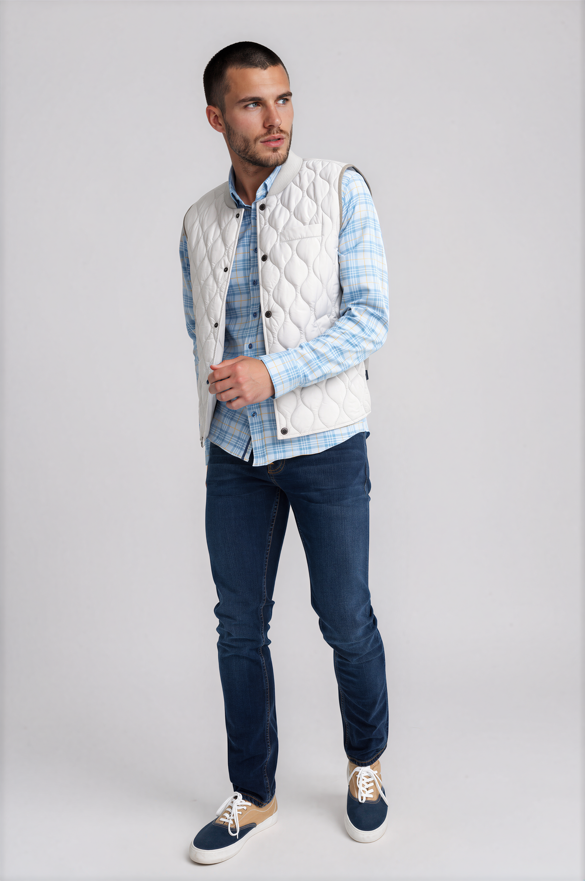 Silver Quilted Puffer Vest