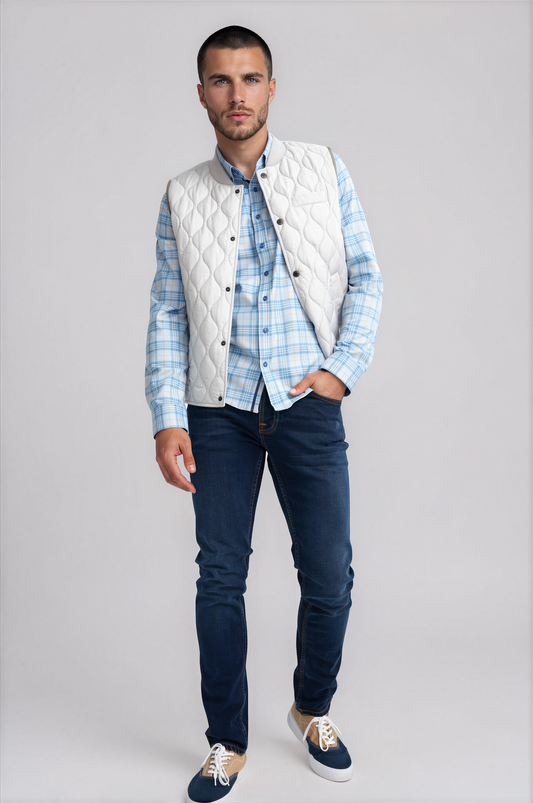 Silver Quilted Puffer Vest