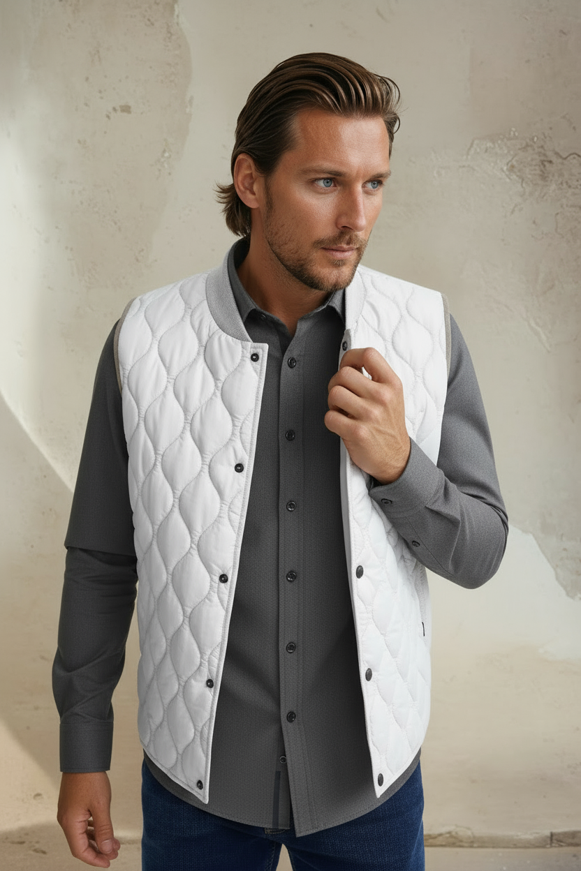 Silver Quilted Puffer Vest