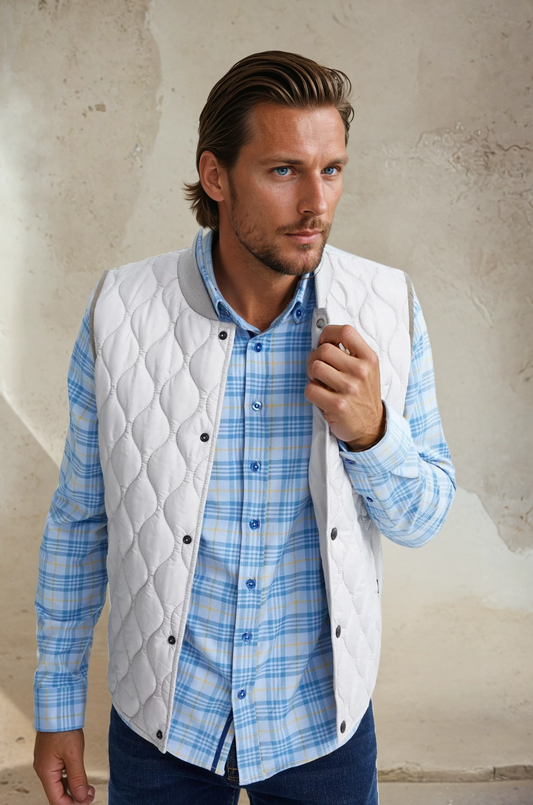 Silver Quilted Puffer Vest