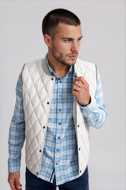 Silver Quilted Puffer Vest