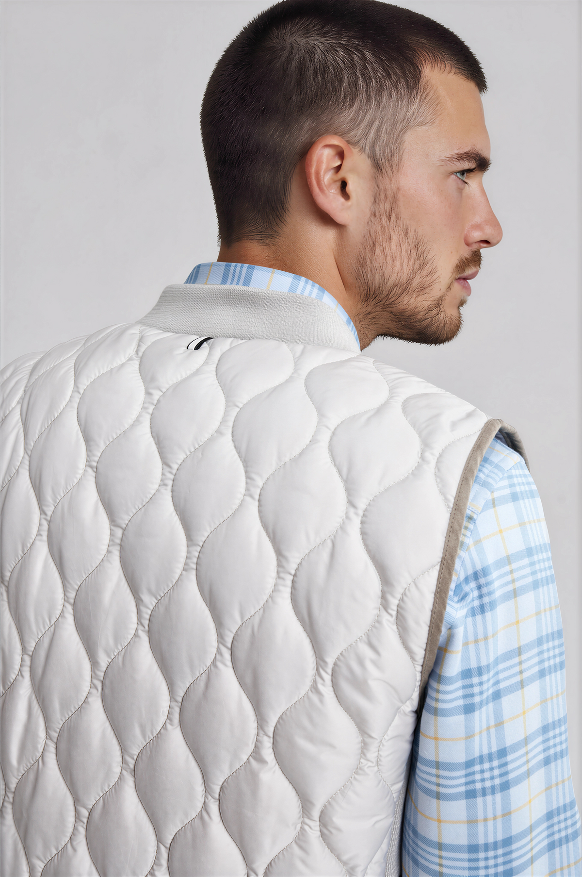 Silver Quilted Puffer Vest