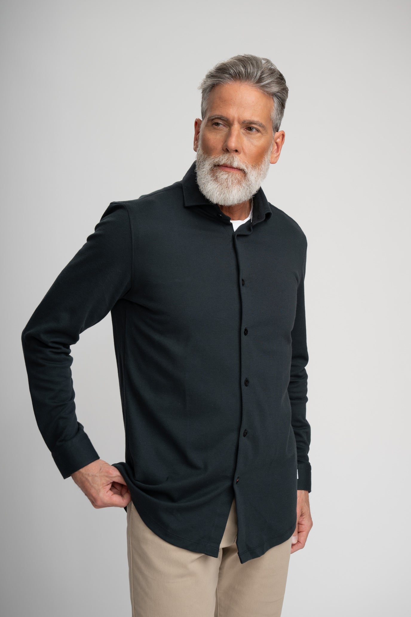 Origin Black Long Sleeve Shirt – Men's Performance DryTouch® Piqué