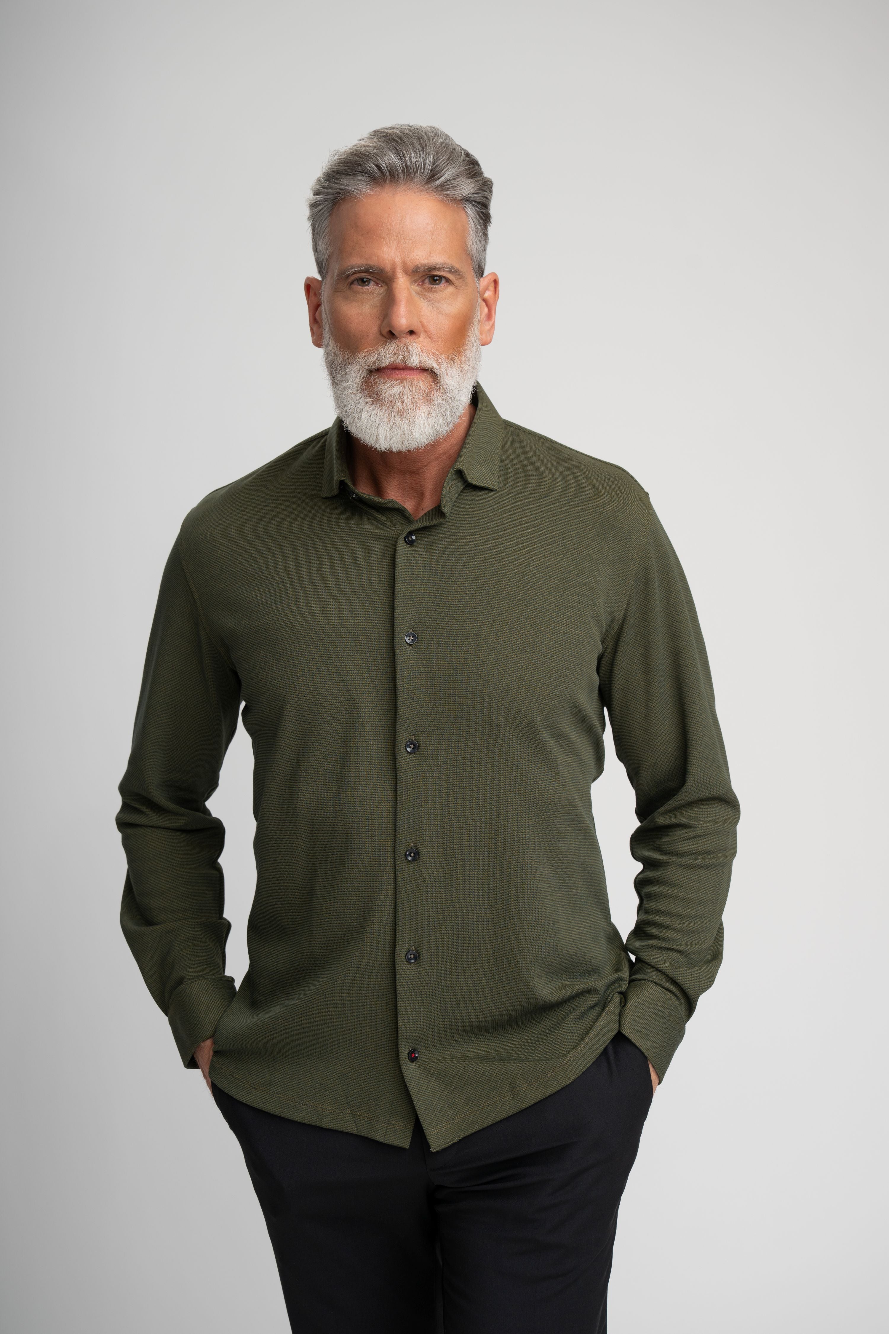 Origin Olive Long Sleeve Shirt – Men's Performance Piqué Shirt