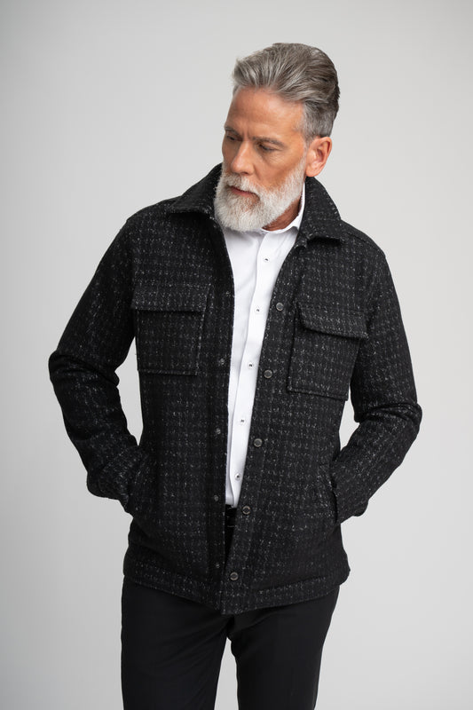 HUNTER - Black Knit Houndstooth Jacket