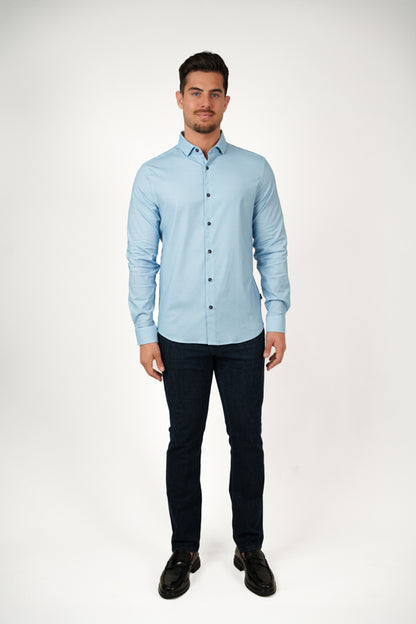 NOVA - Light Blue Micro Diamond Shirt