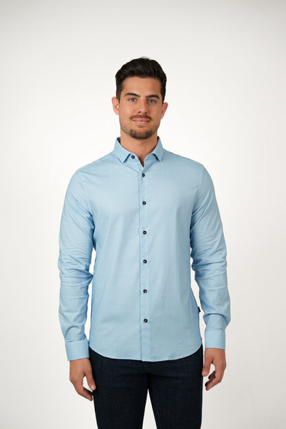 NOVA - Light Blue Micro Diamond Shirt