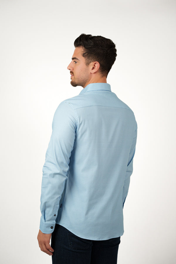 NOVA - Light Blue Micro Diamond Shirt