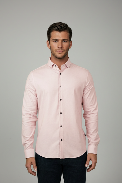Nova Light Pink Micro Diamond Shirt – Men’s Stretch Performance Button-Down
