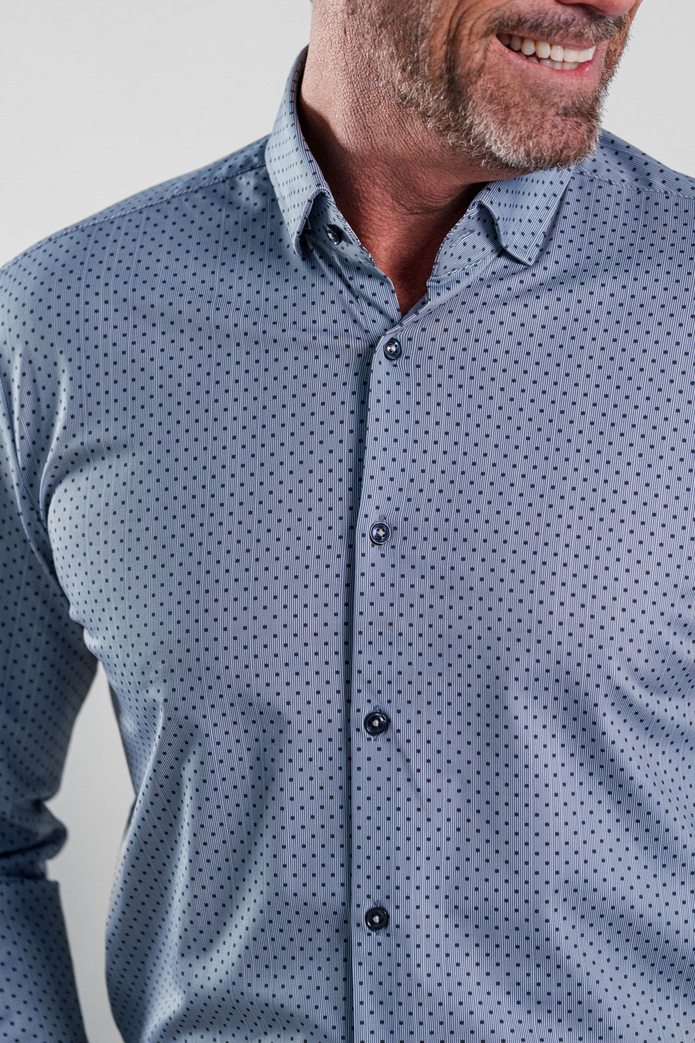 APEX - Medium Blue Micro Dot Long Sleeve Shirt
