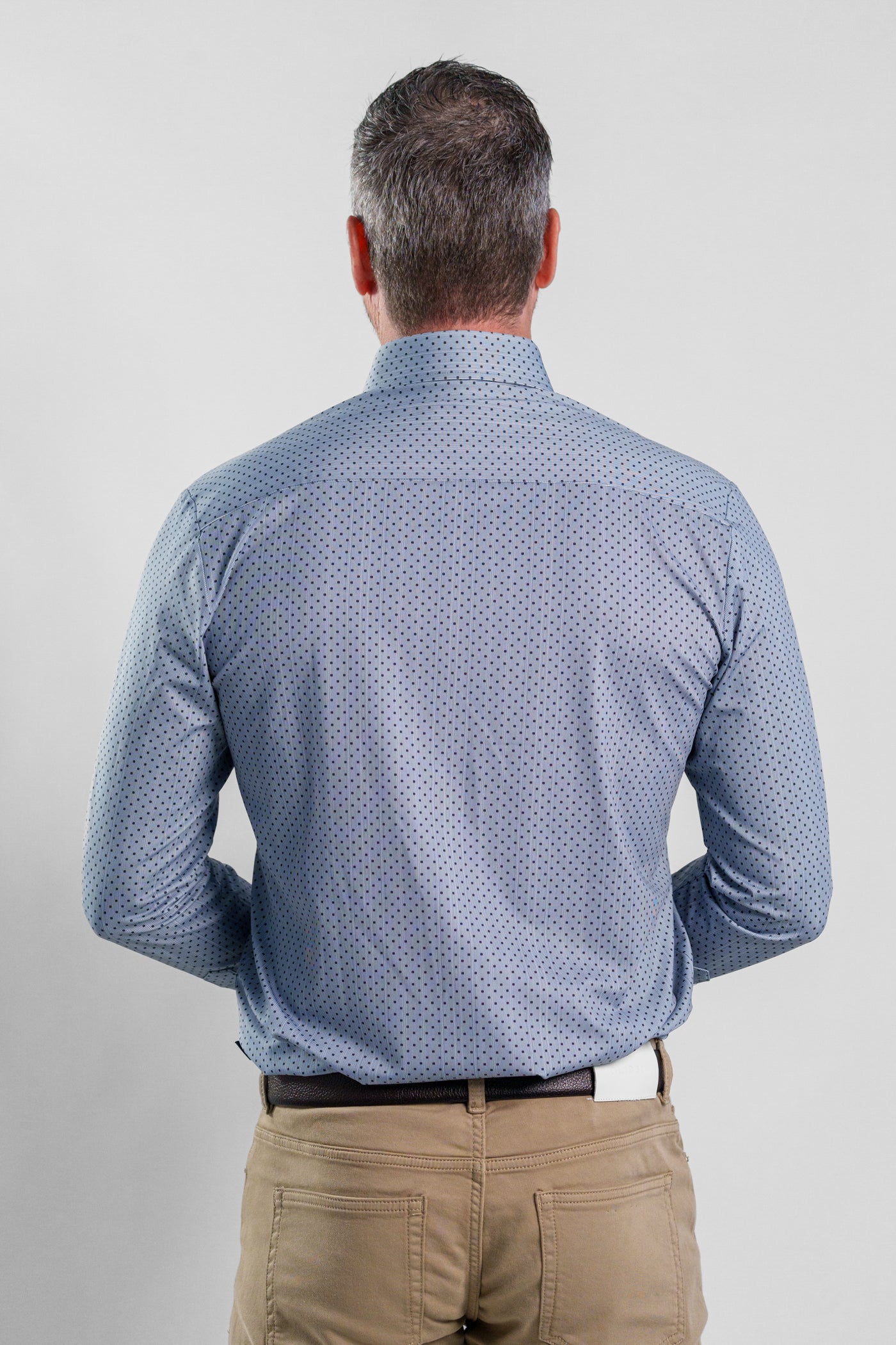 APEX - Medium Blue Micro Dot Long Sleeve Shirt