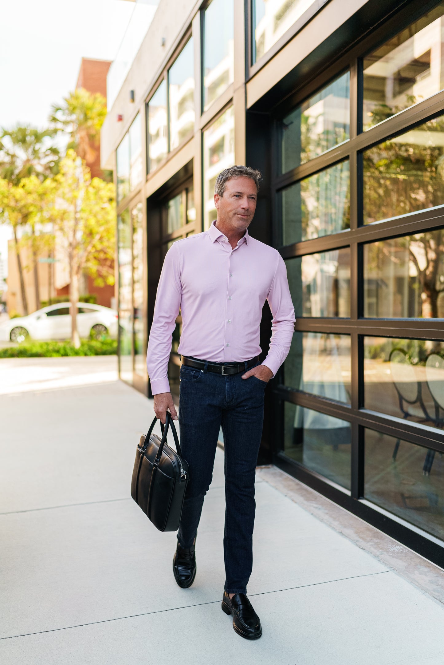 APEX - Pink Birdseye Long Sleeve Shirt