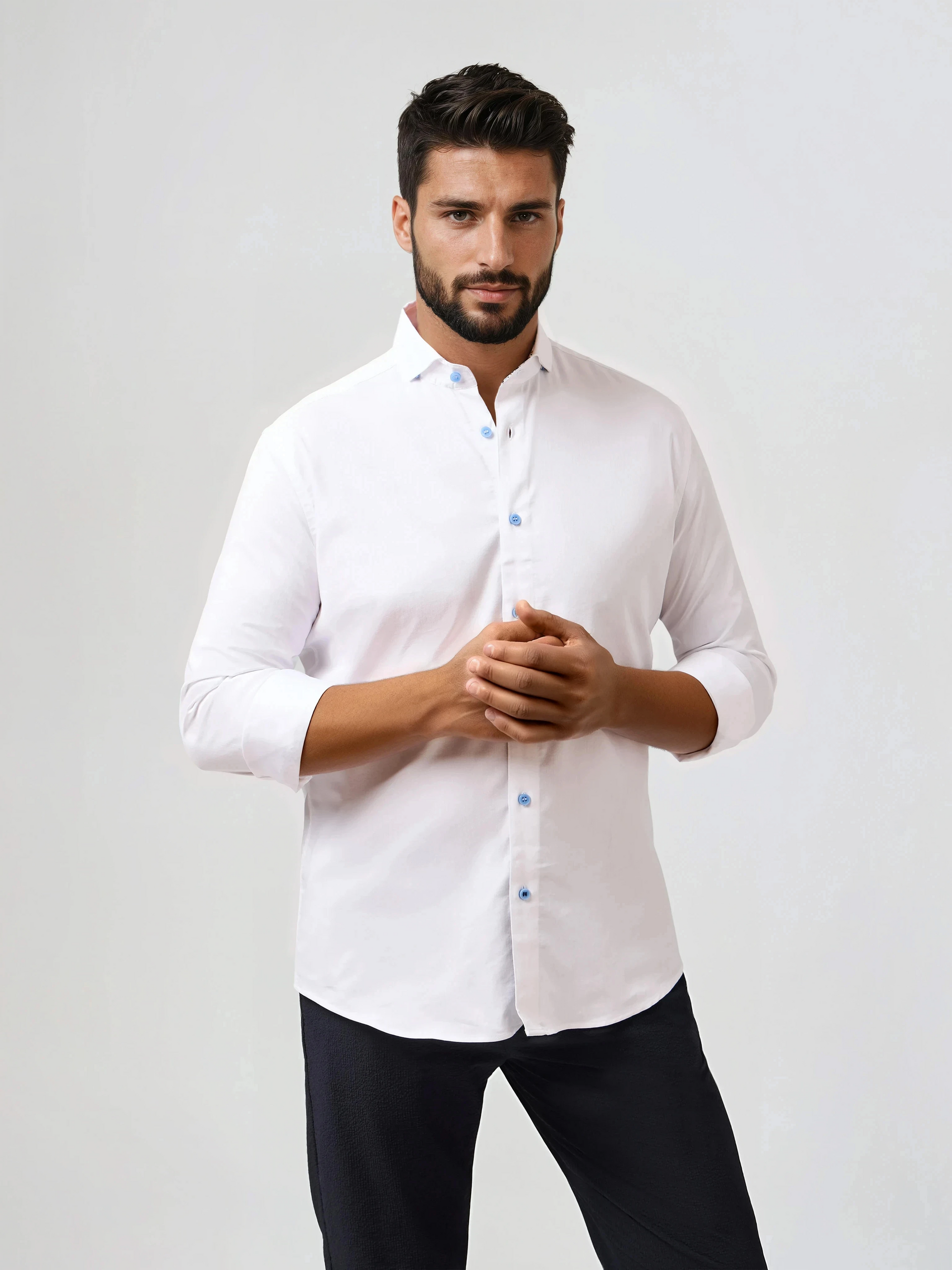 Monarch White Edge Long Sleeve Shirt Mens Premium Button-Down | Stone Rose White / M Monarch White Edge Long Sleeve Shirt Mens Premium Button-Down | Stone Rose White / M