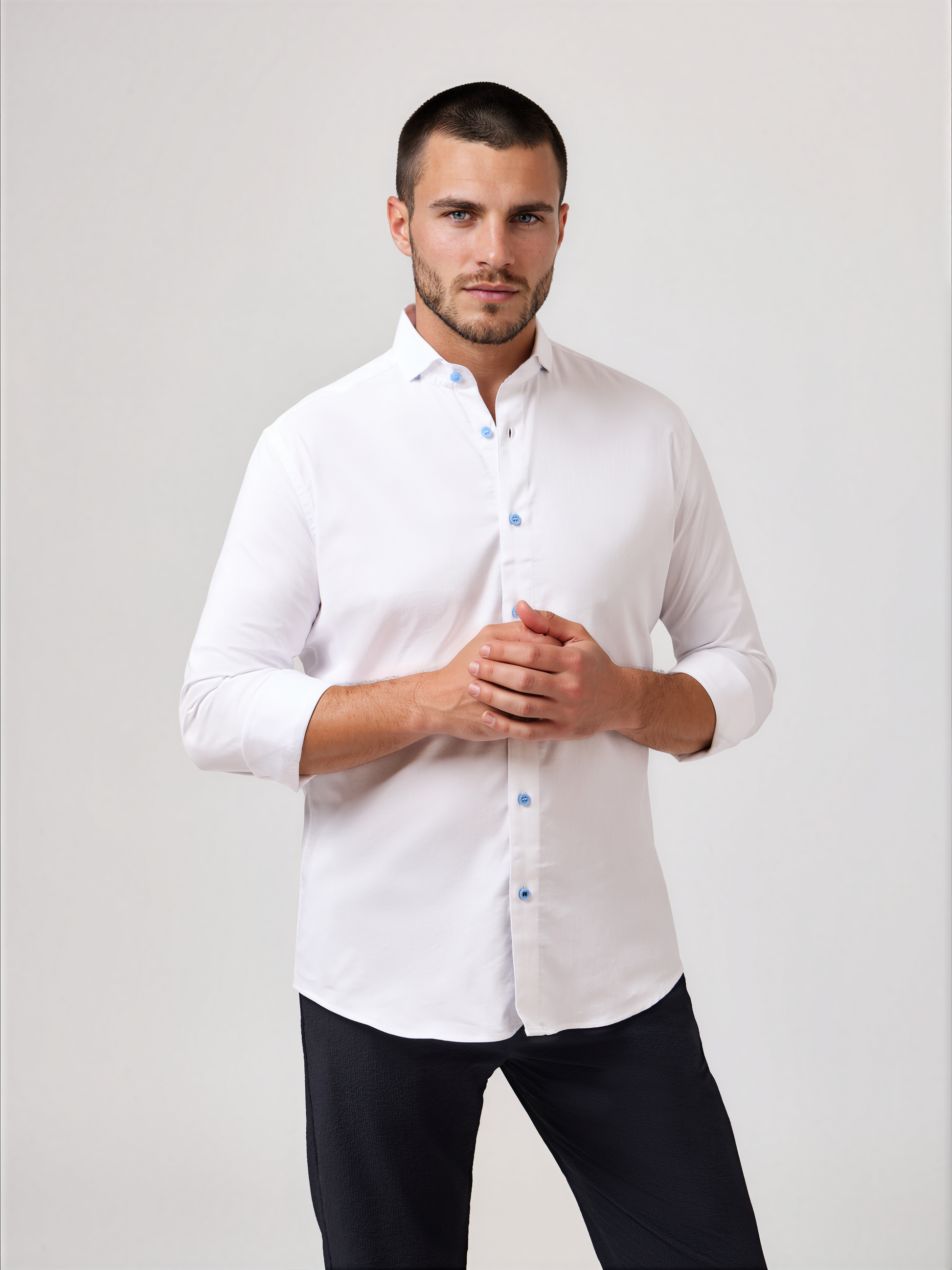 Monarch White Edge Long Sleeve Shirt Mens Premium Button-Down | Stone Rose White / M Monarch White Edge Long Sleeve Shirt Mens Premium Button-Down | Stone Rose White / M