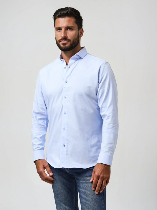 MONARCH - Light Blue Edge Long Sleeve Shirt