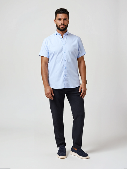 MONARCH - Light Blue Edge Short Sleeve Shirt