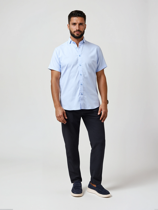 MONARCH - Light Blue Edge Short Sleeve Shirt