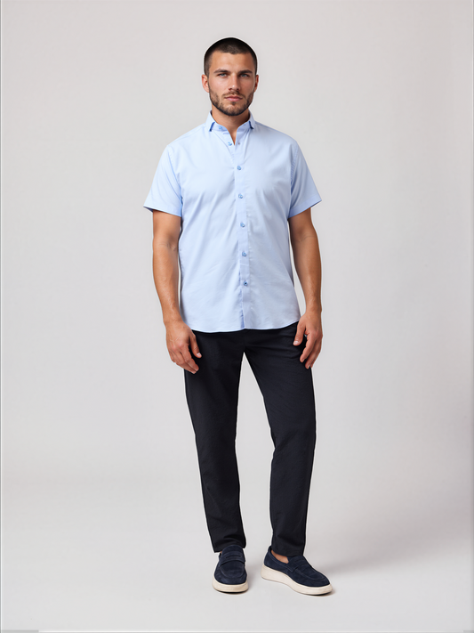 MONARCH - Light Blue Edge Short Sleeve Shirt