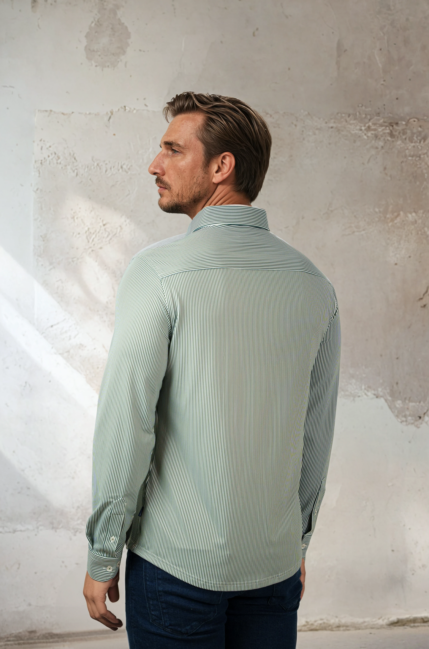 APEX - Dark Green Estate Microstripe Shirt