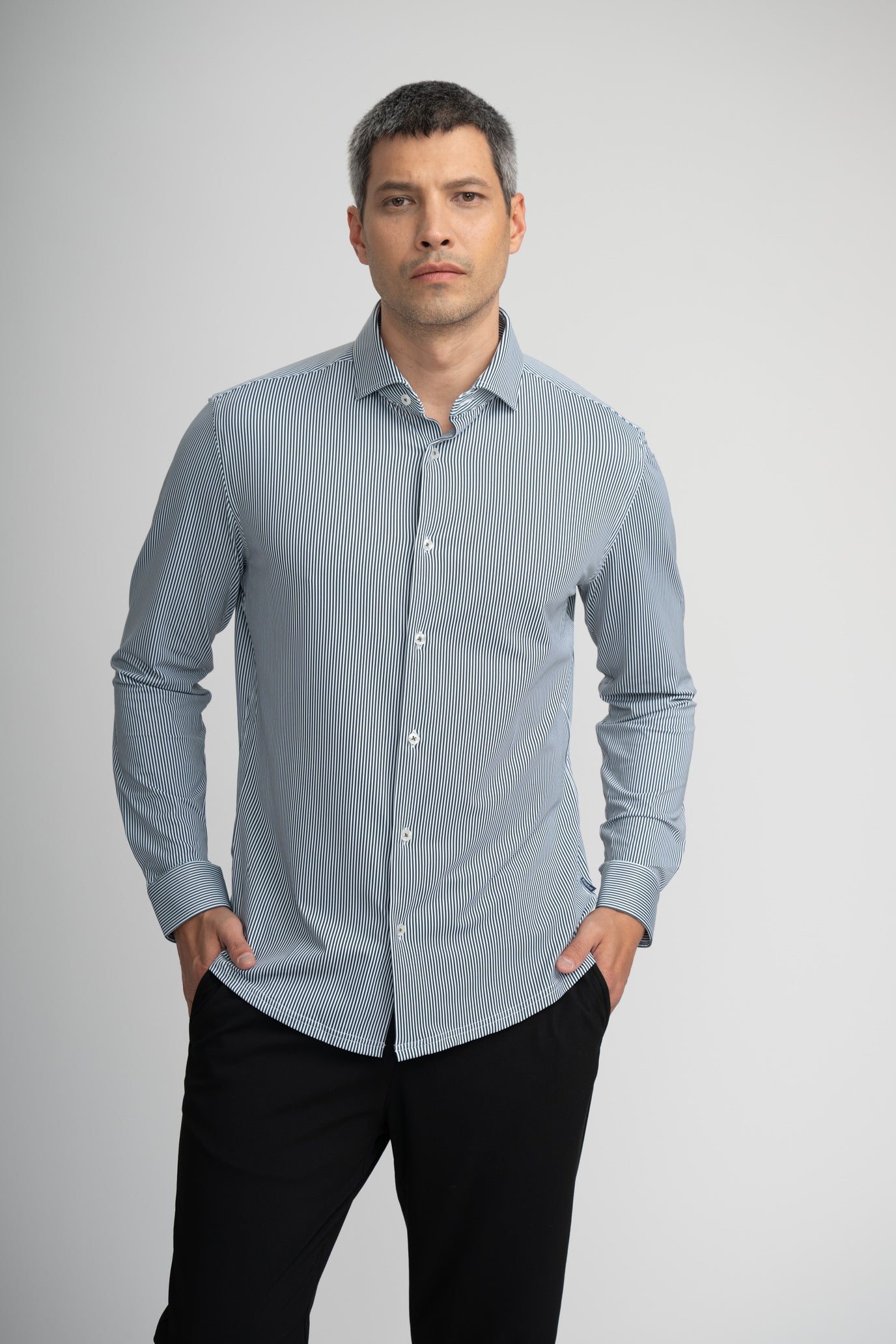 APEX - Dark Green Estate Microstripe Shirt