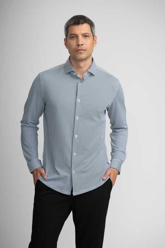 APEX - Dark Green Estate Microstripe Shirt