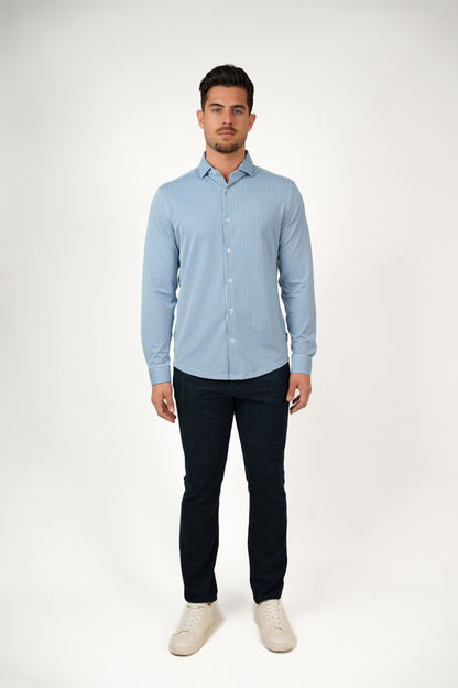 APEX - Medium Blue Estate Microstripe Shirt
