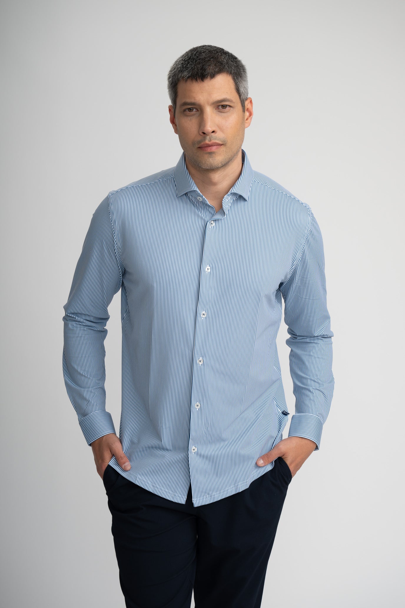 APEX - Medium Blue Estate Microstripe Shirt