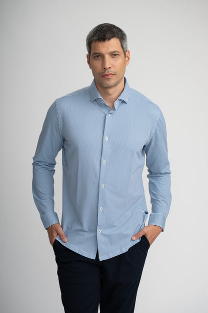 APEX - Medium Blue Estate Microstripe Shirt
