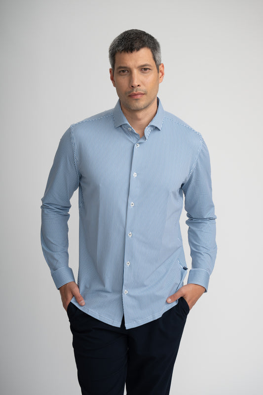APEX - Medium Blue Estate Microstripe Shirt