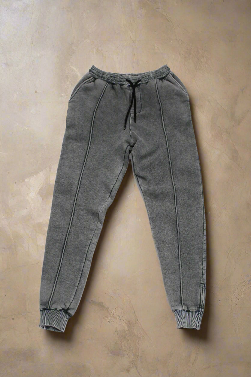 Grey Fleece Acid Wash Jogger