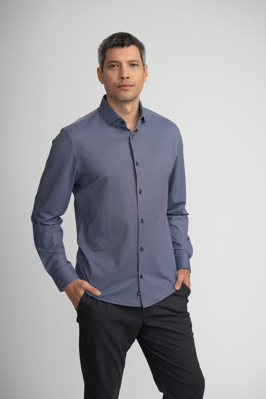 APEX - Dark Blue Micro Stripe Shirt