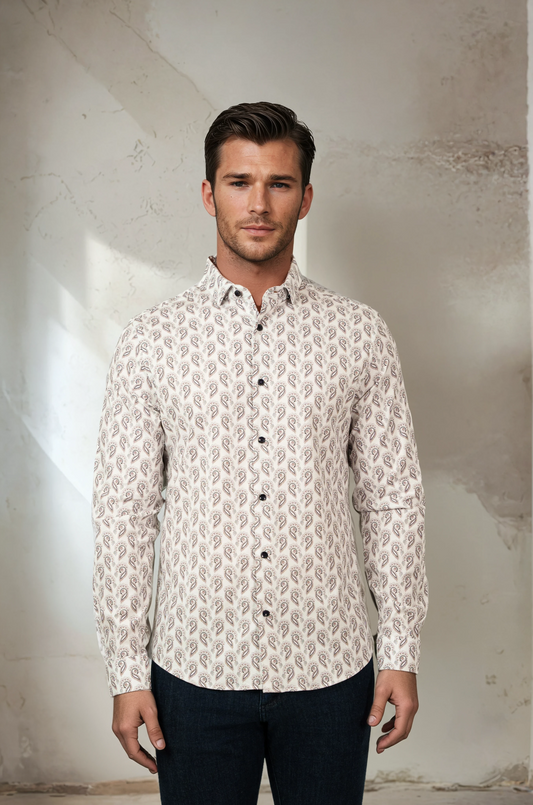 NOVA - White Feather Paisley Shirt