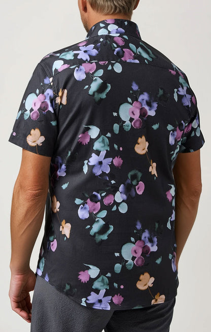 NOVA - Charcoal Watercolor Floral Shirt