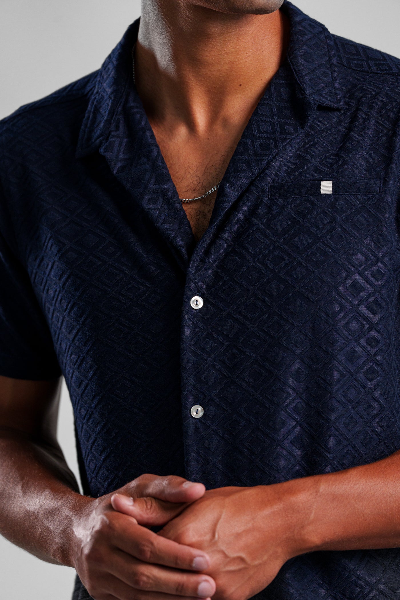 PALMA -  Navy Diamond Geo Resort Shirt