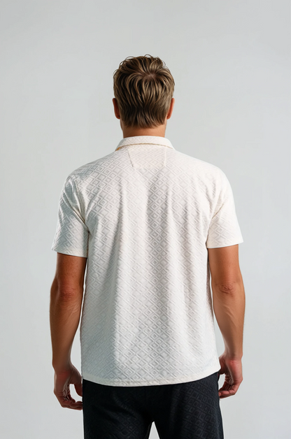 PALMA -  Light Beige Diamond Geo Resort Shirt