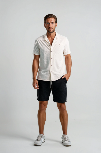 PALMA -  Light Beige Diamond Geo Resort Shirt