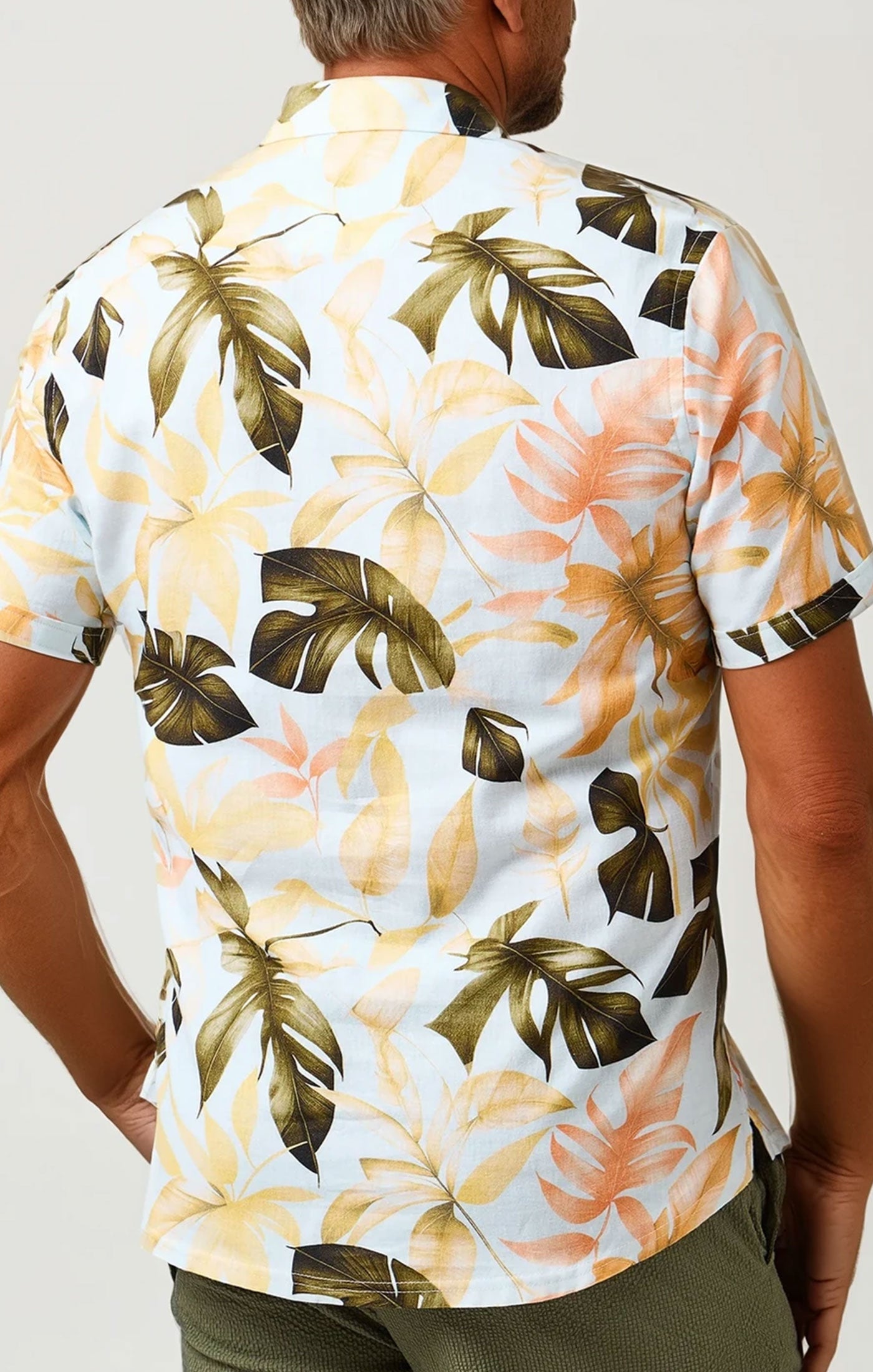 BUONASERA - Green Big Floral Linen Shirt